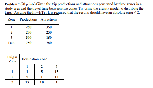 Problem 7 ( 2 0 points ) Given the trip