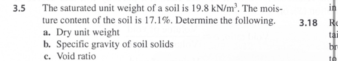3 . 5 The saturated unit weight of a soil is 1 9