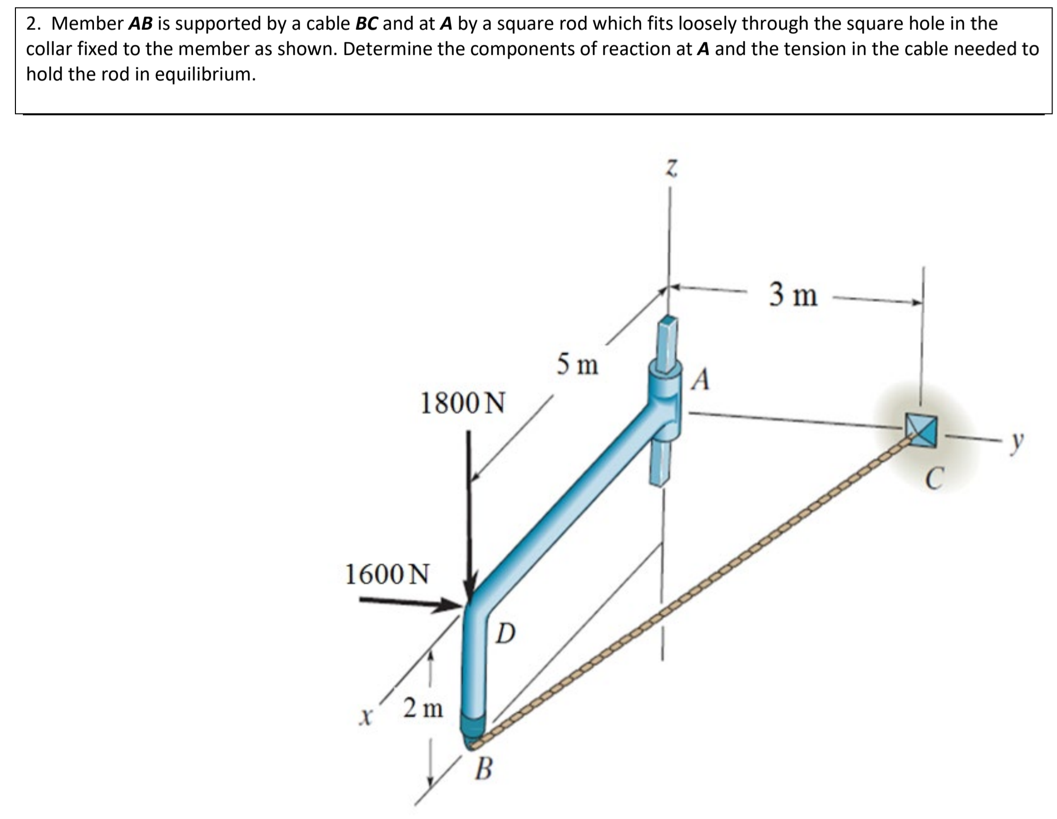 collar fixed to the member as shown. Determine