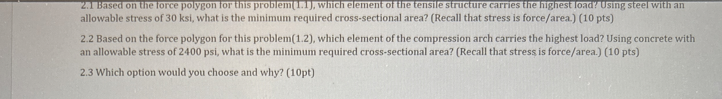 Steps for 2 . 1 Based on the force polygon for