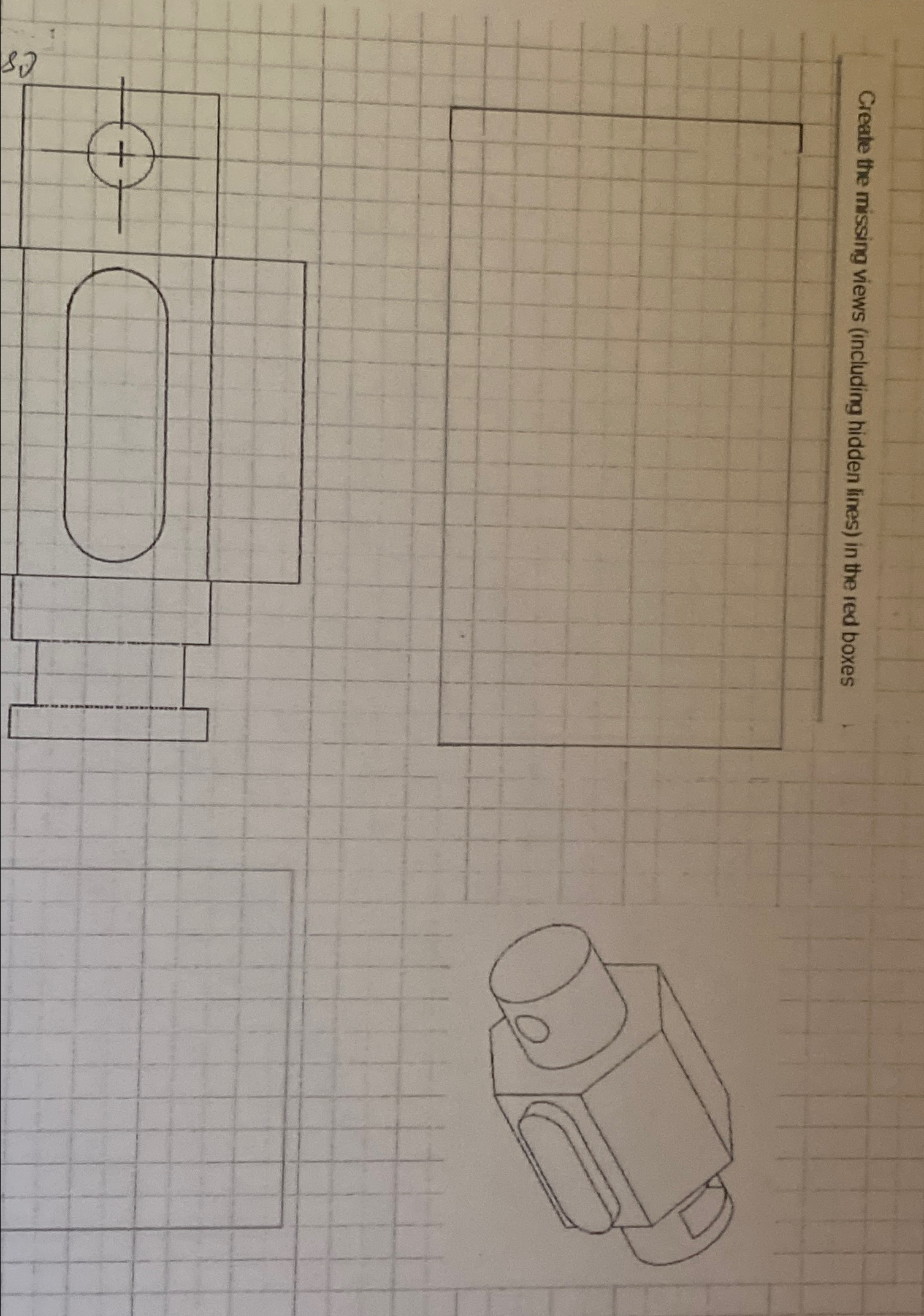 Create the missing views ( including hidden lines