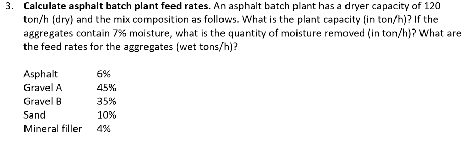 Calculate asphalt batch plant feed rates. An
