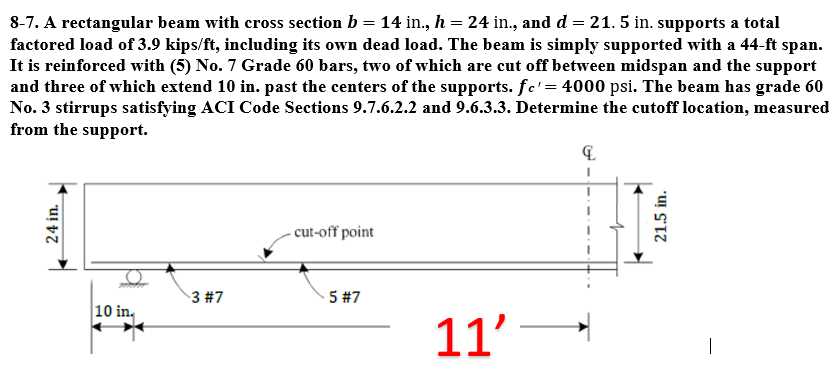 8 - 7 . A rectangular beam with cross section b =