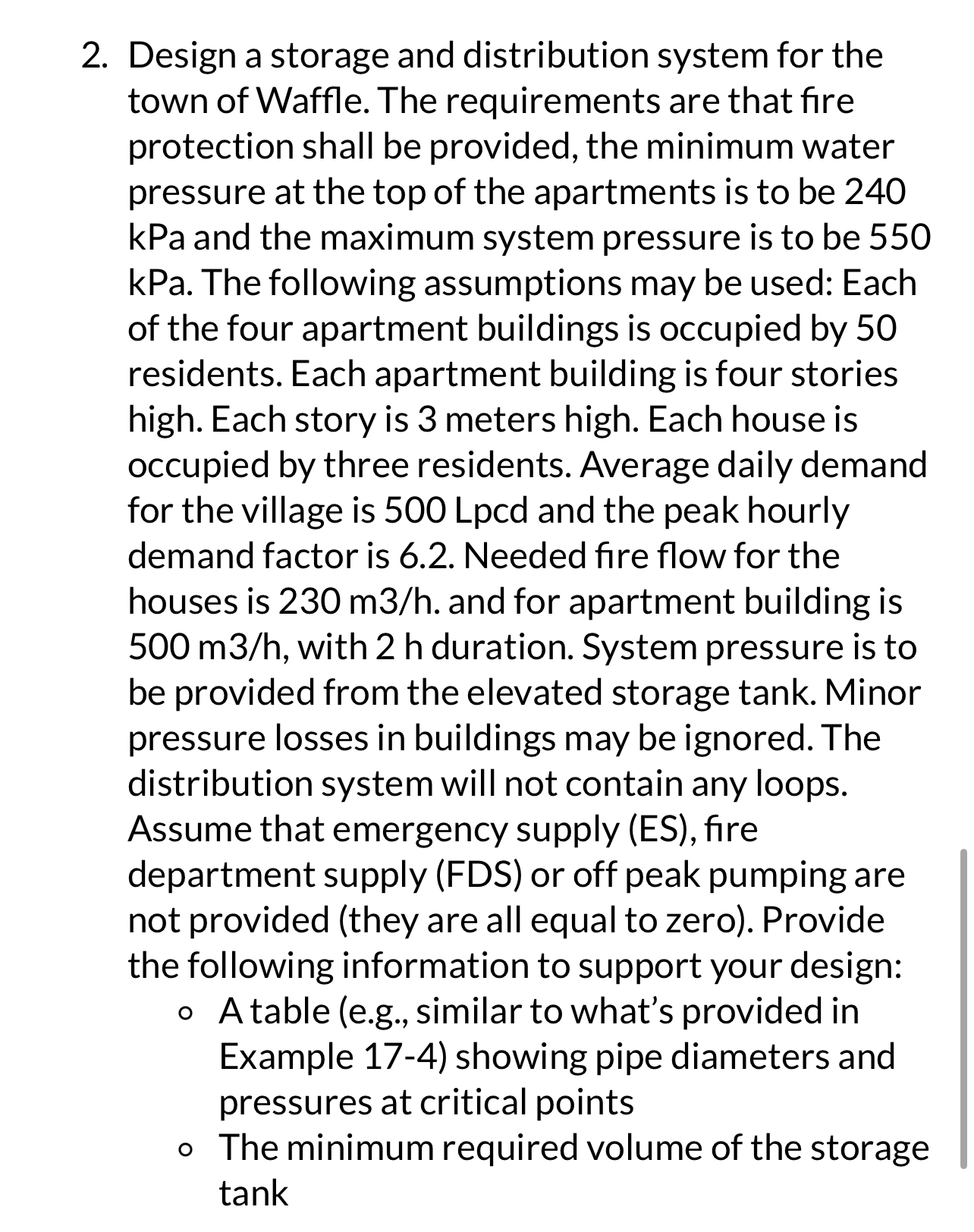 Design a storage and distribution system for the