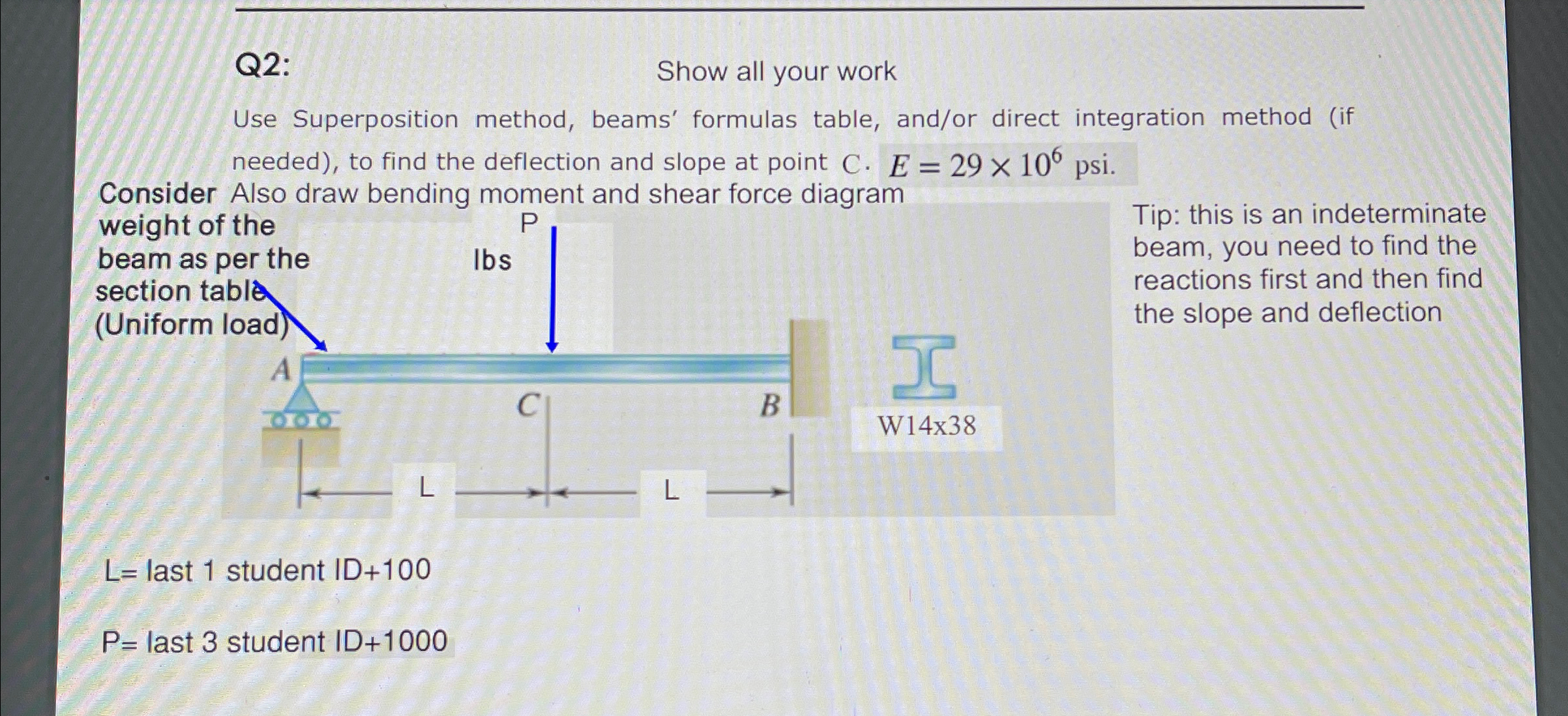 Q 2 : Show all your work Use Superposition