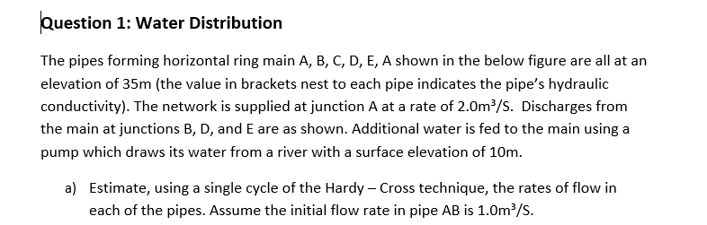 Question 1 : Water Distribution The pipes forming