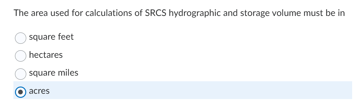 The area used for calculations of SRCS