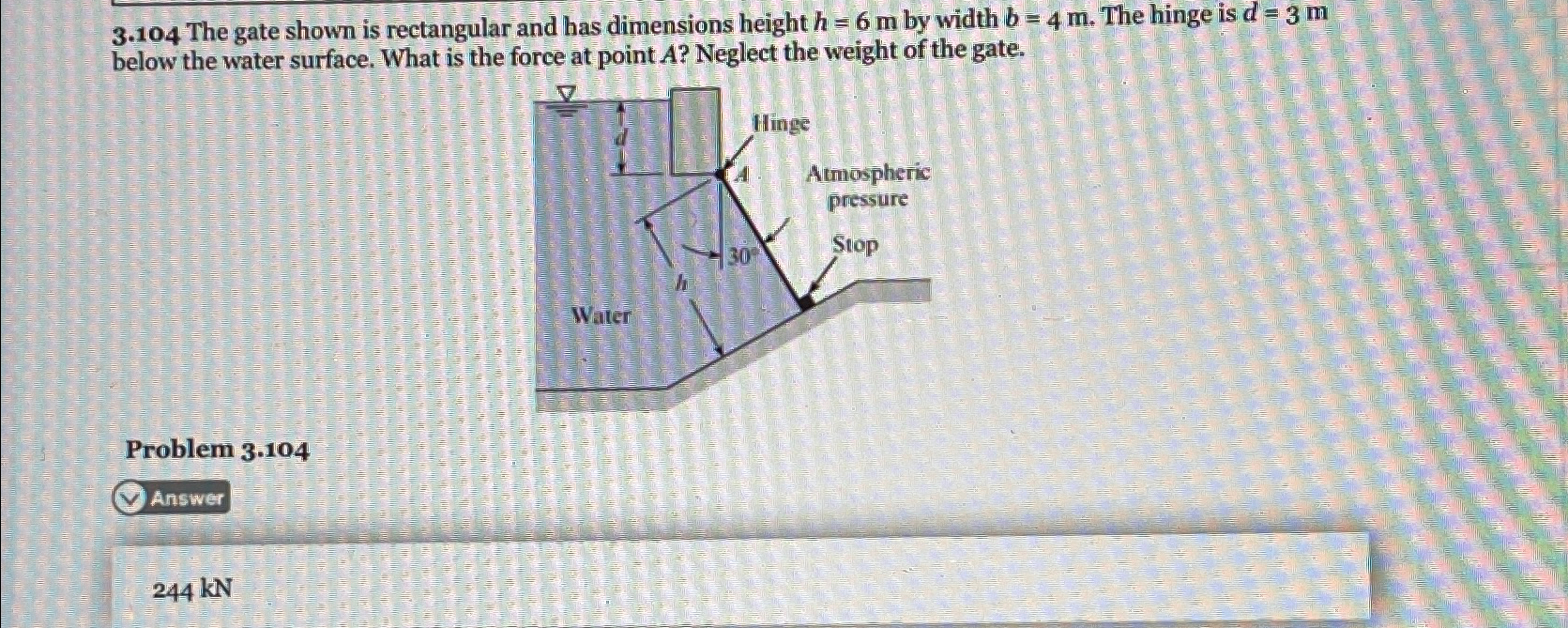 3 . 1 0 4 The gate shown is rectangular and has
