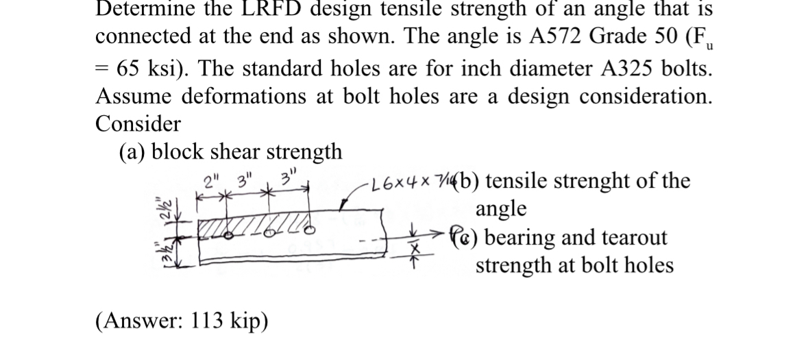 Determine the LRFD design tensile strength of an