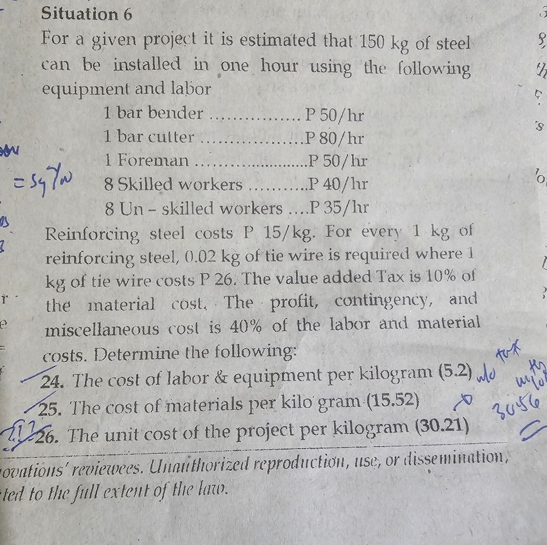 Situation 6 For a given project it is estimated