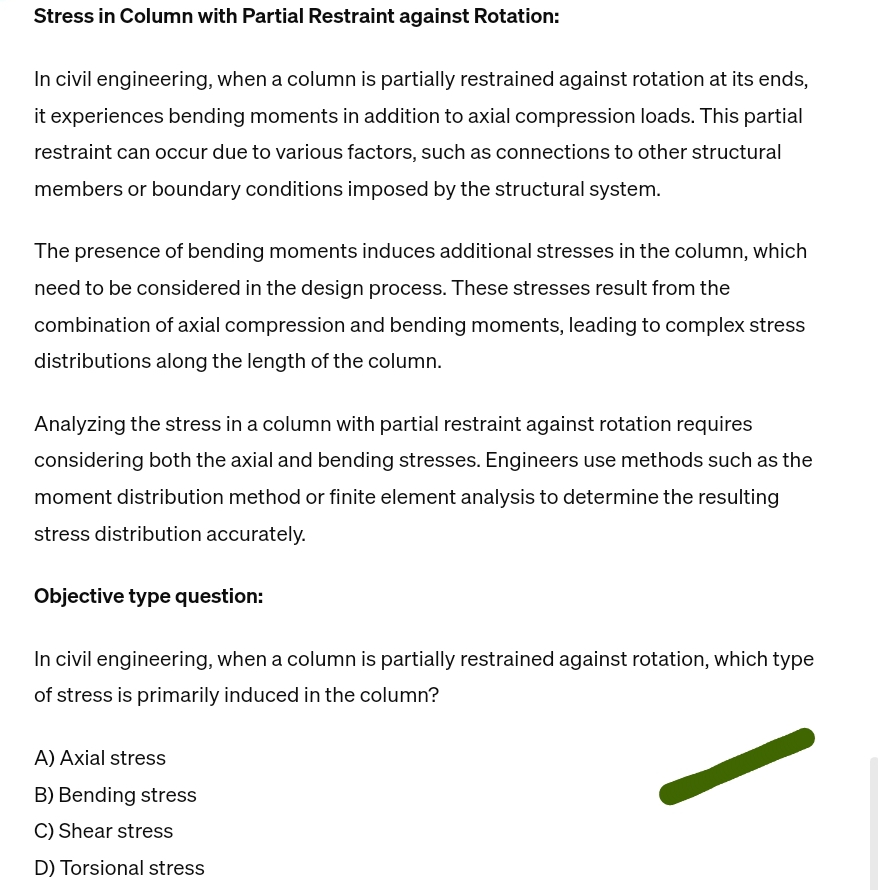 Stress in Column with Partial Restraint against