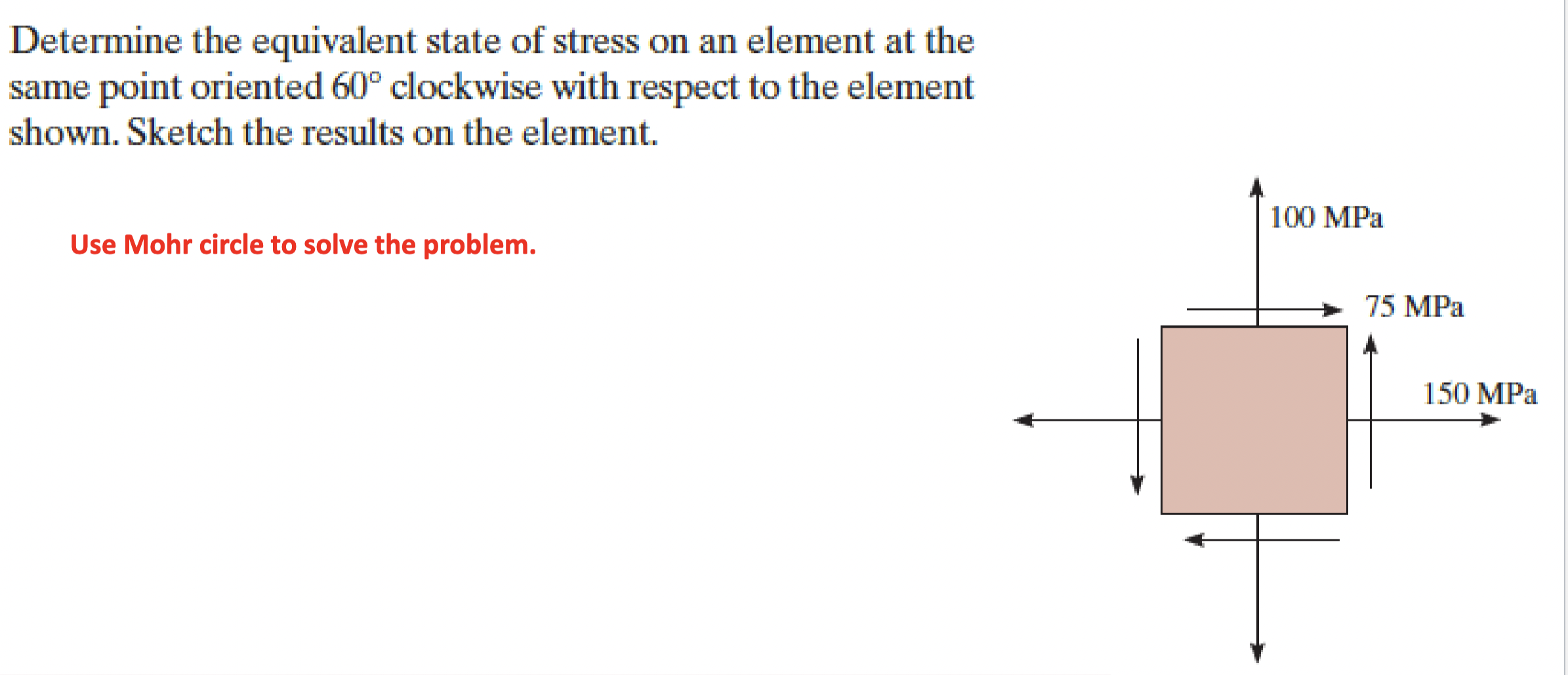Determine the equivalent state of stress on an