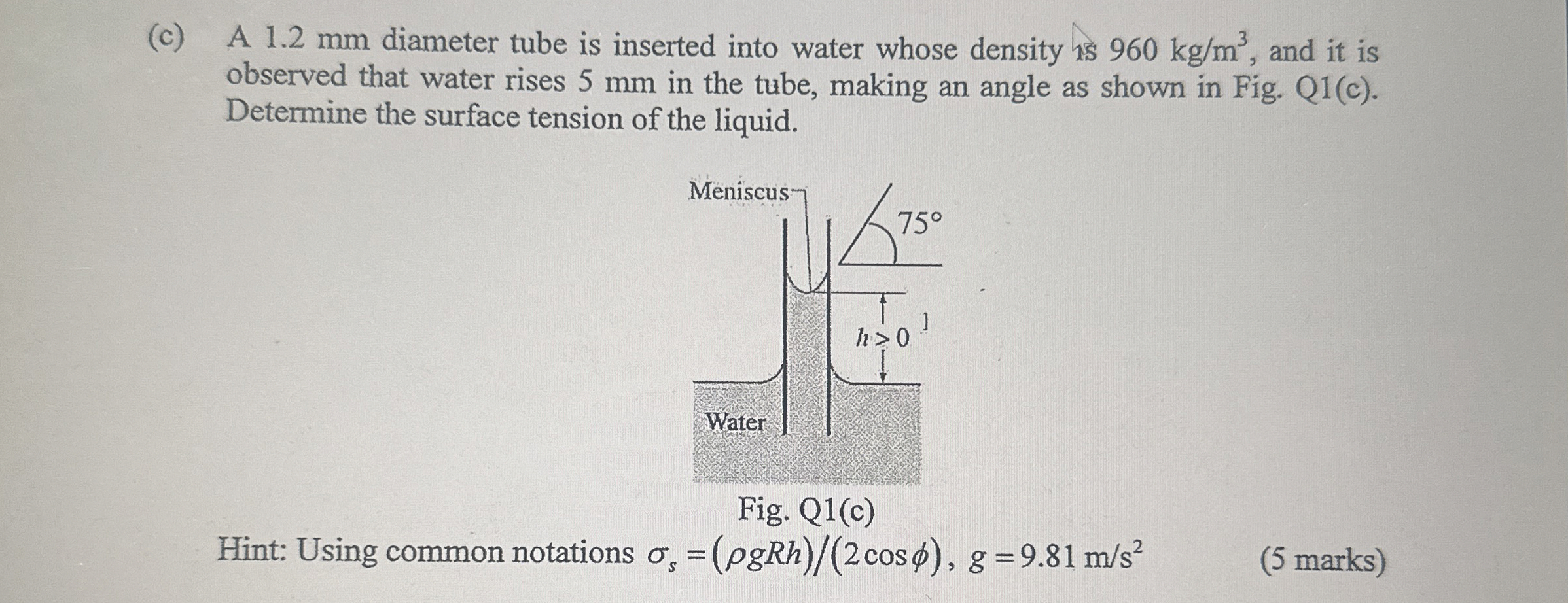 ( c ) A 1 . 2 mm diameter tube is inserted into