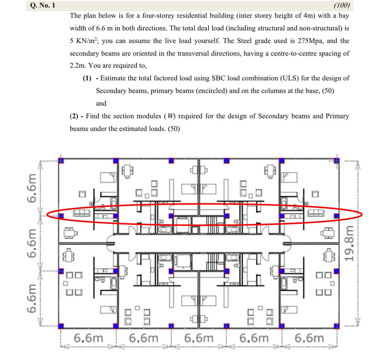 Q . No . 1 The plan below is for a four - storey
