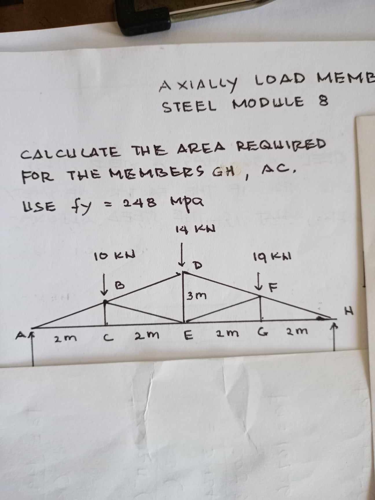 A XIALLY LOAD MEMB STEEL MODILLE 8 CALCHLATE THE