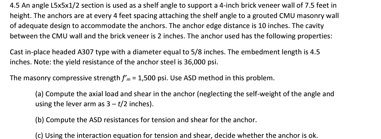 4 . 5 An angle L 5 5 1 2 section is used as a