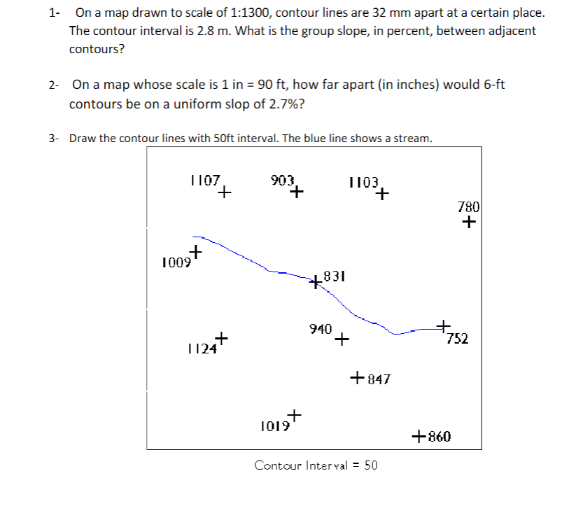 1 - On a map drawn to scale of 1 : 1 3 0 0 ,