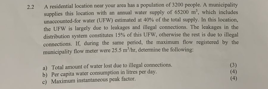 2 . 2 A residential location near your area has a