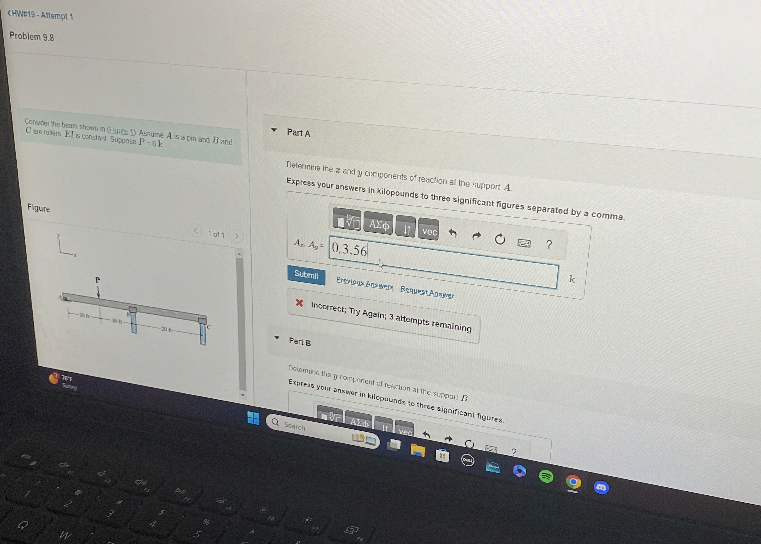Consider the beam shown in ( Figure 1 ) Assume A
