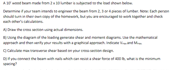 A 1 0 ' wood beam made from 2 1 0 lumber is