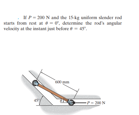 If P = 2 0 0 N and the 1 5 - kg uniform slender