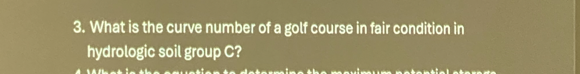 What is the curve number of a golf course in fair