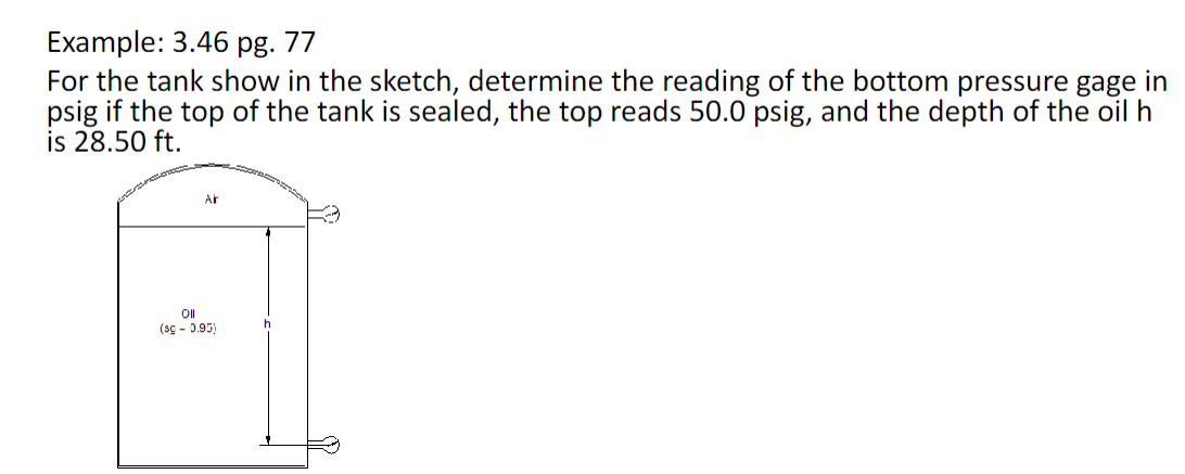 Example: 3 . 4 6 pg . 7 7 For the tank show in