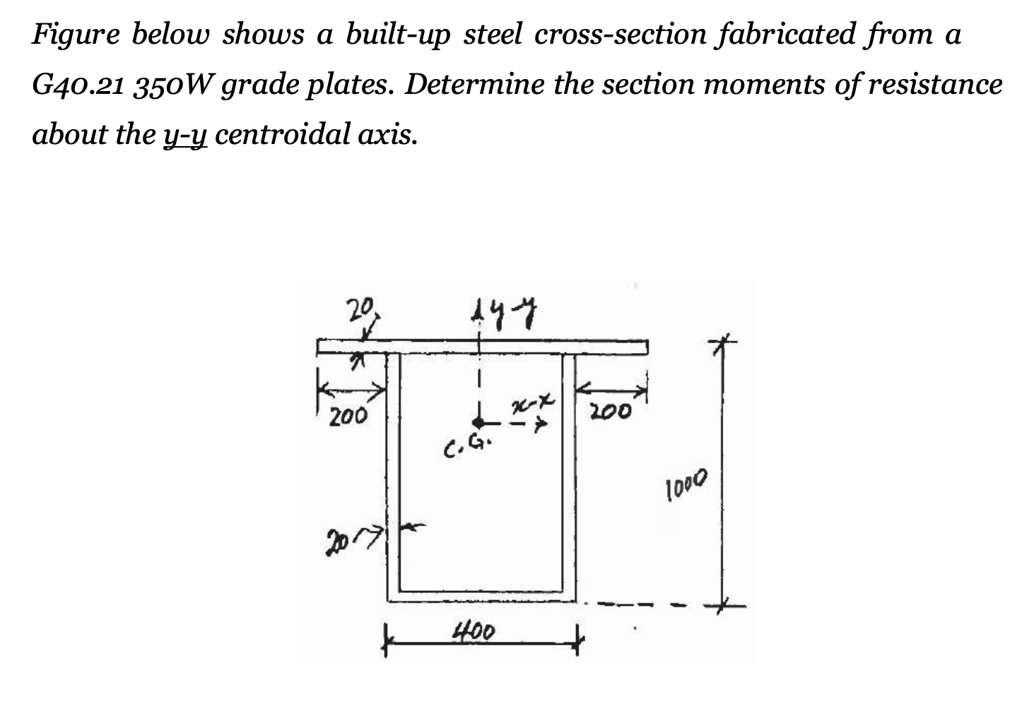Figure below shows a built - up steel cross -