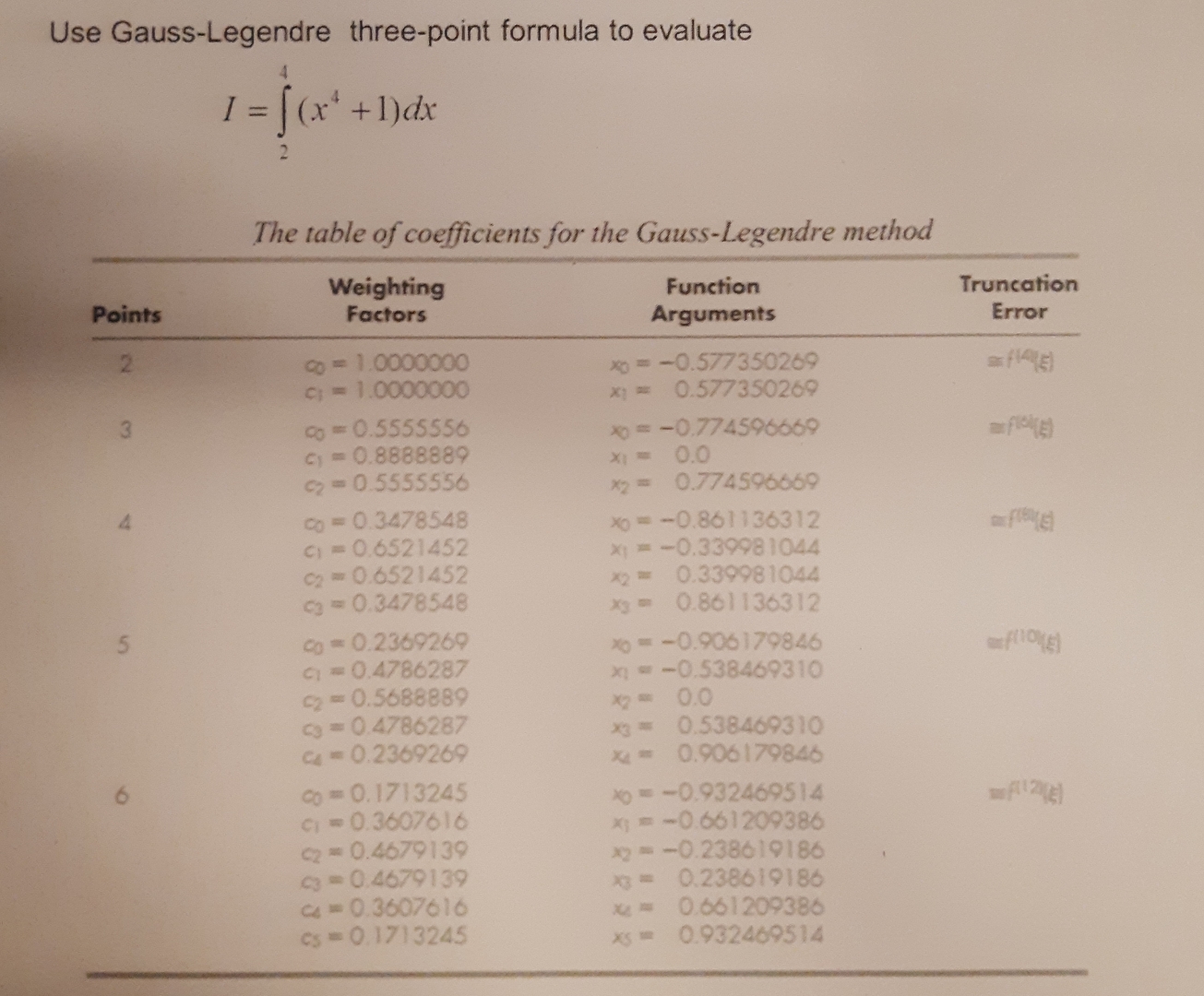 Use Gauss - Legendre three - point formula to
