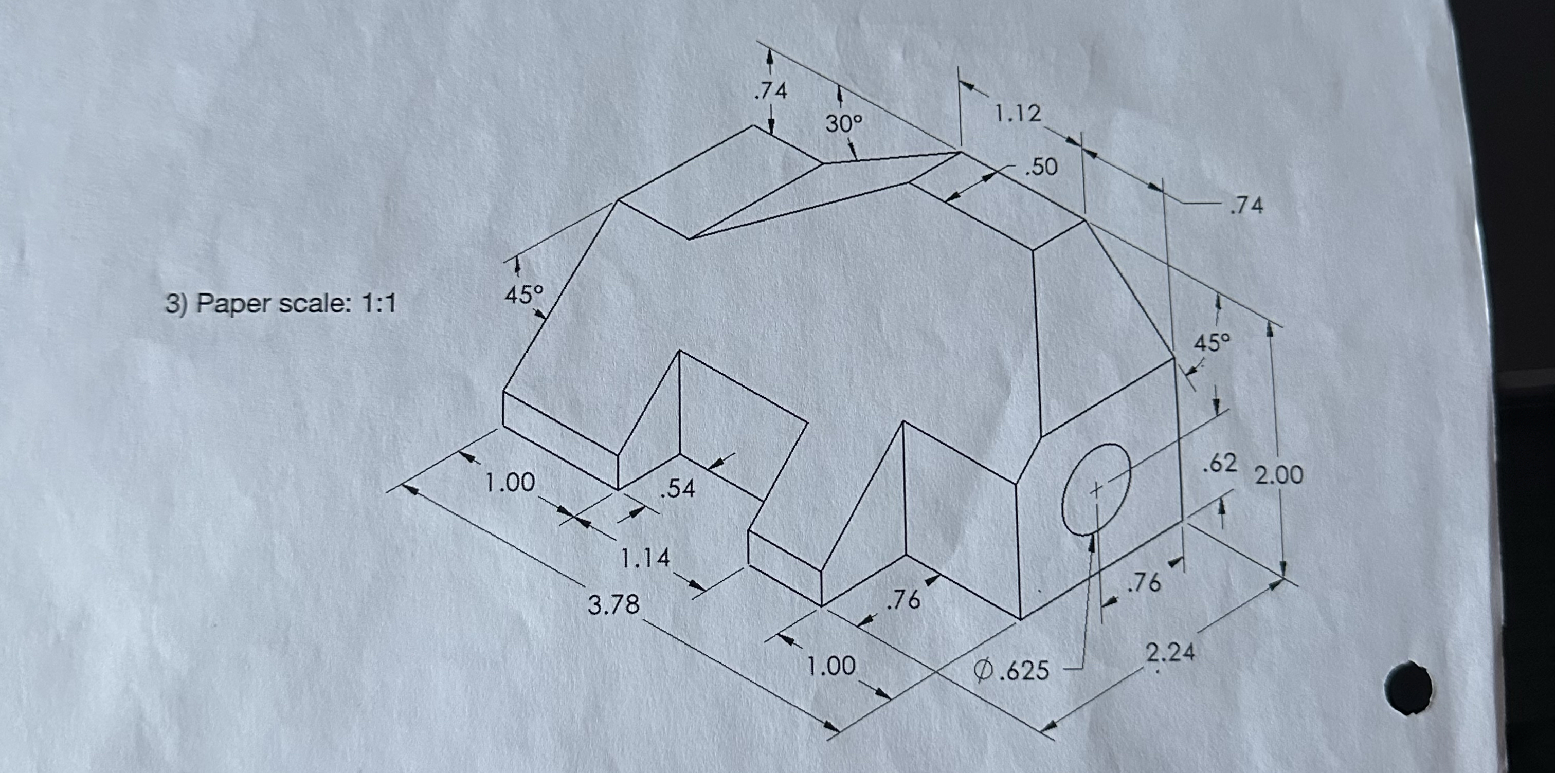 Draw top, right, front and all necessary views