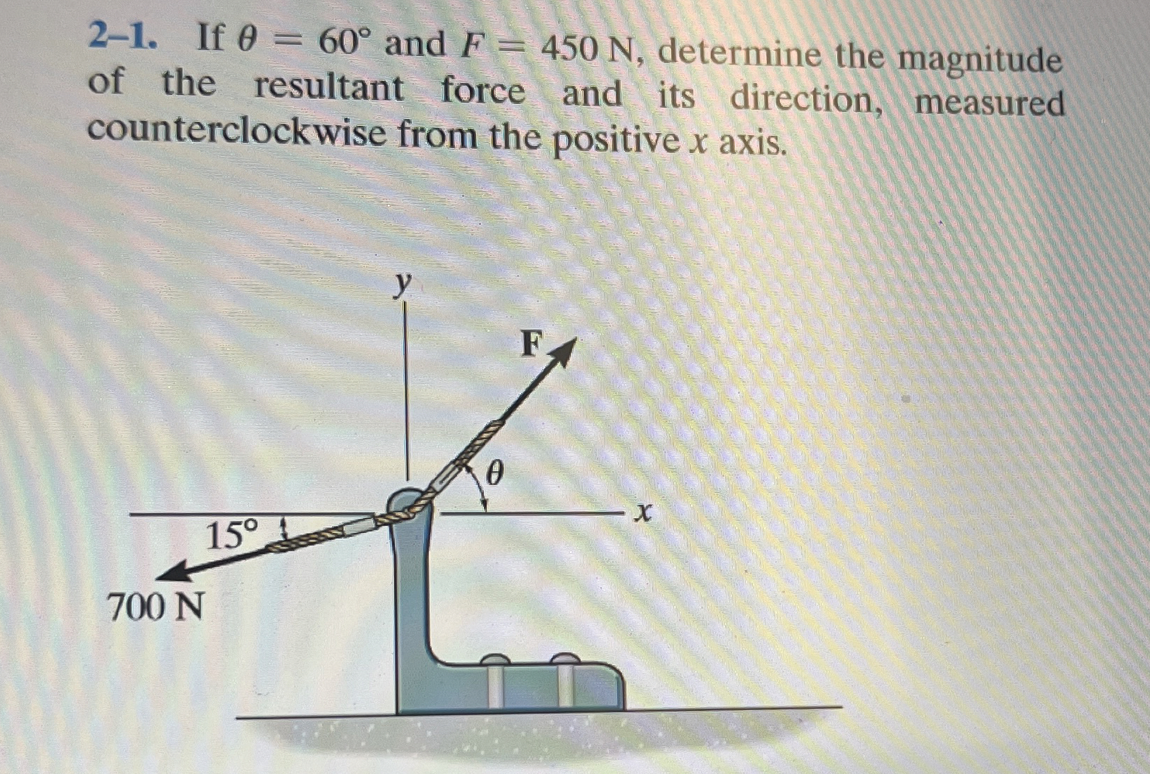 2 - 1 . If = 6 0 and F = 4 5 0 N , determine the
