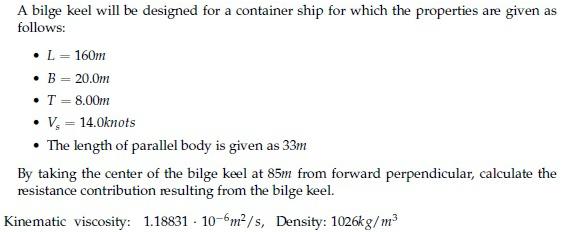 A bilge keel will be designed for a container