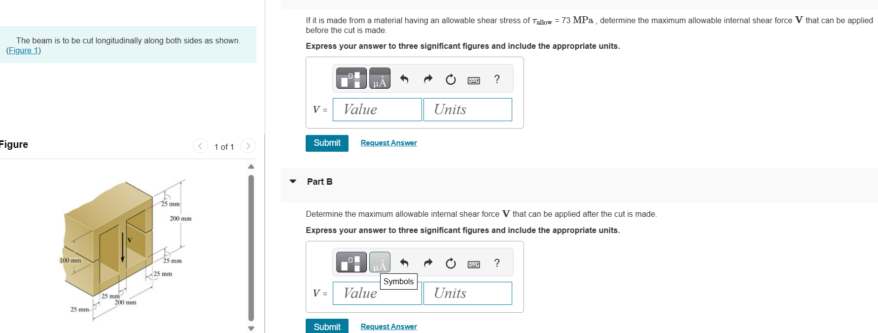 The beam is to be cut longitudinally along both
