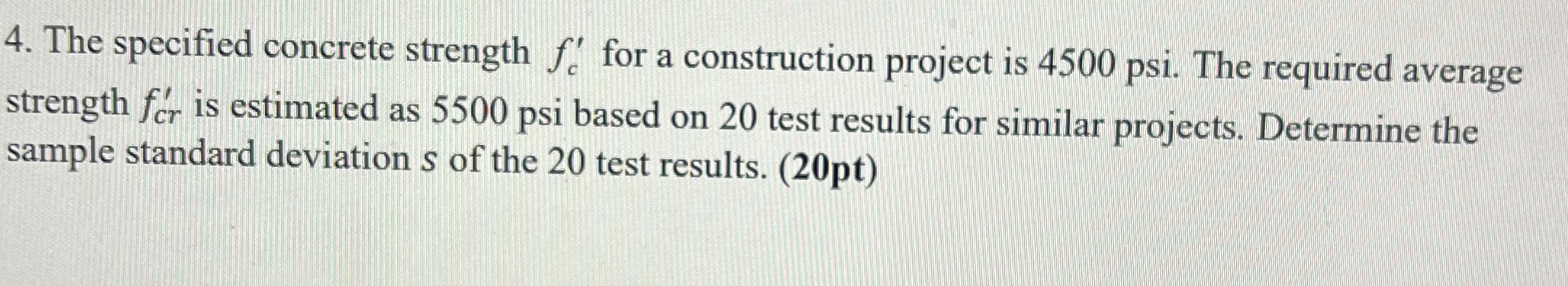 The specified concrete strength f c ' for a