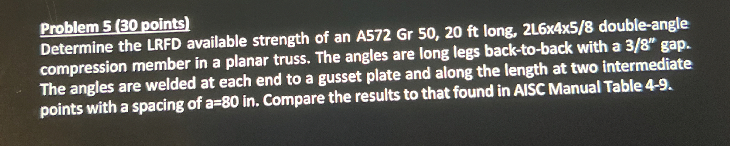 Problem 5 ( 3 0 points ) Determine the LRFD