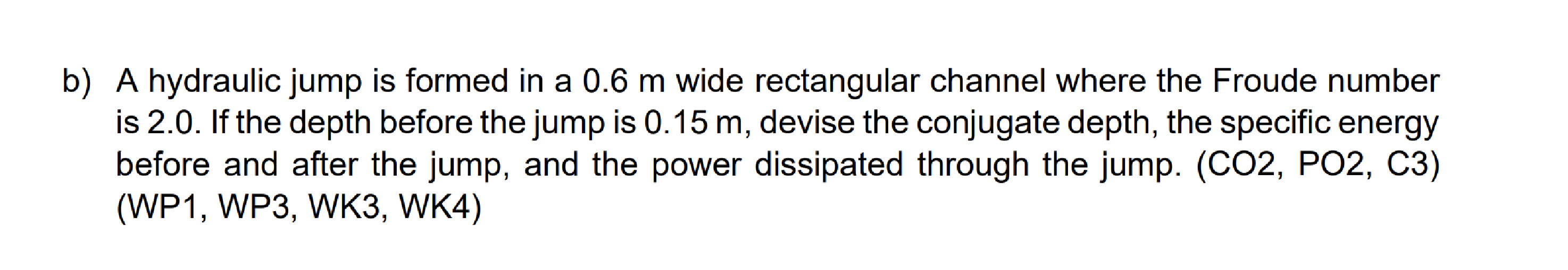 b ) A hydraulic jump is formed in a 0 . 6 m wide