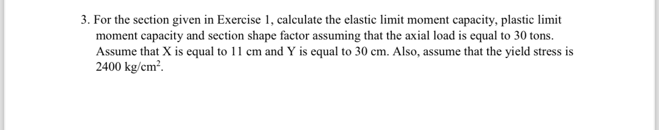 For the section given in Exercise 1 , calculate