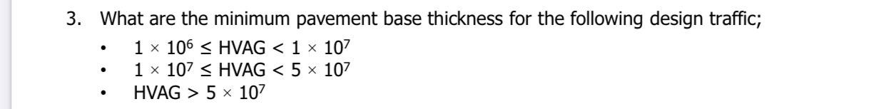 What are the minimum pavement base thickness for