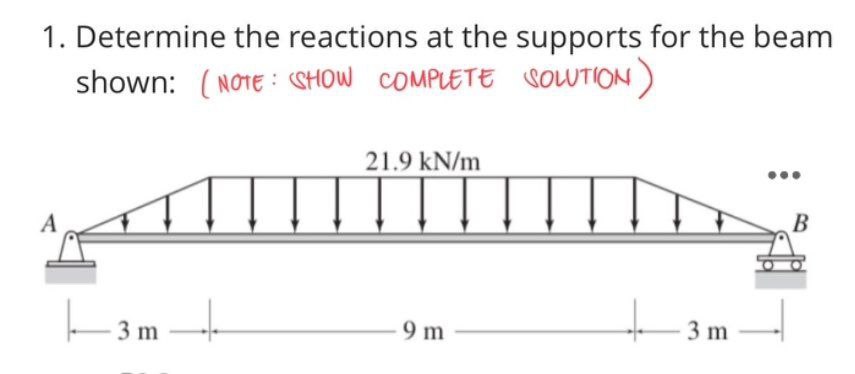Determine the reactions at the supports for the