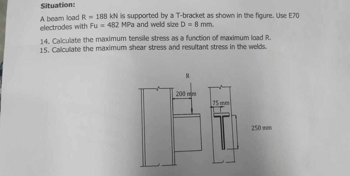 Situation: A beam load R = 1 8 8 k N is supported