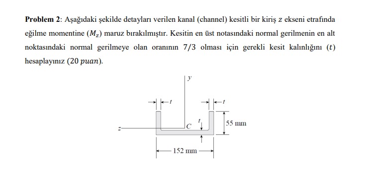 Problem 2 : A a daki ekilde detaylar verilen