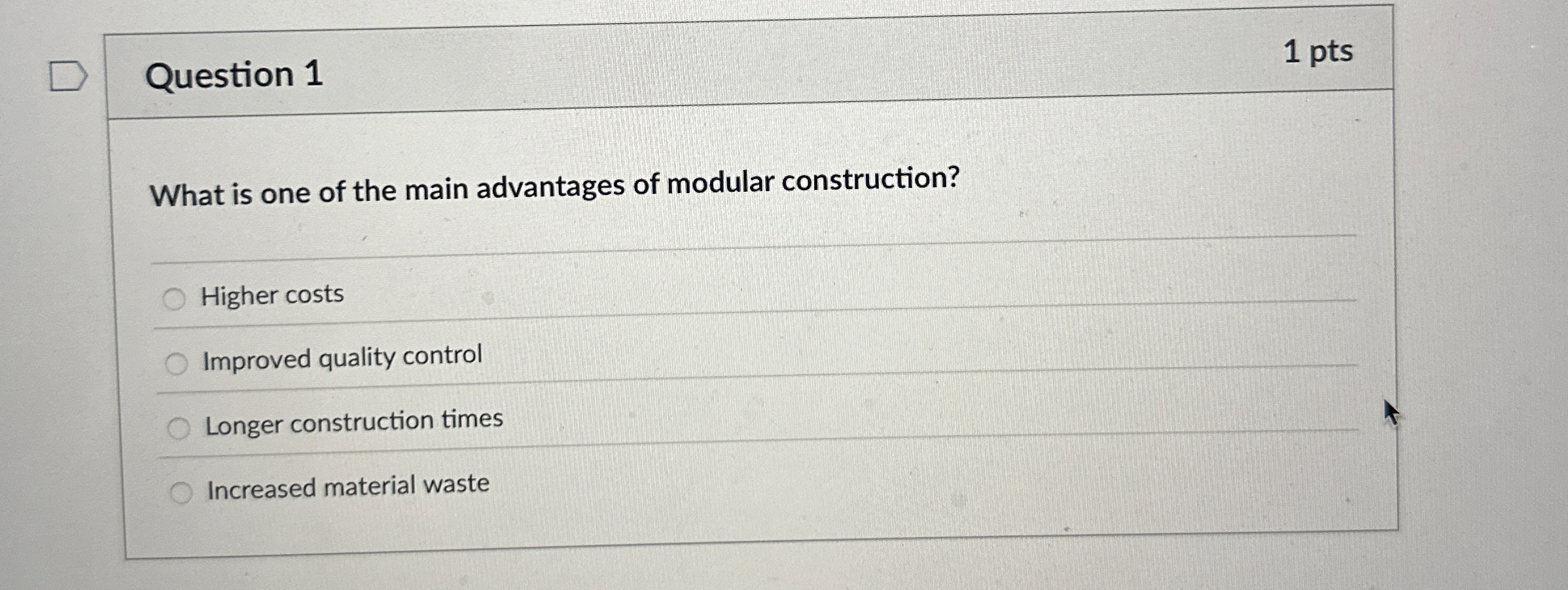 Question 1 What is one of the main advantages of