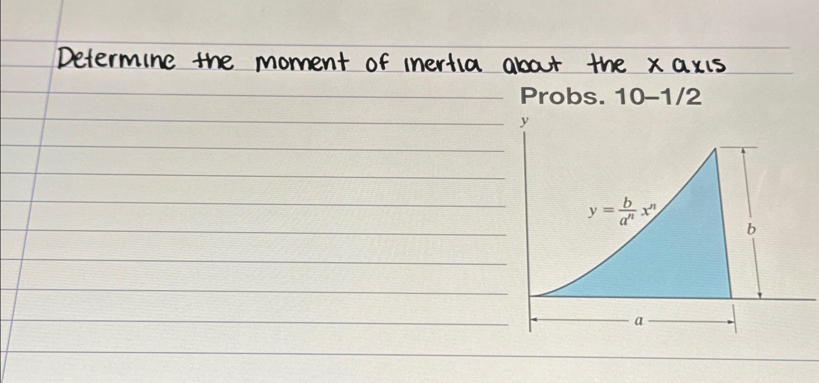 Determine the moment of inertia about the x axis