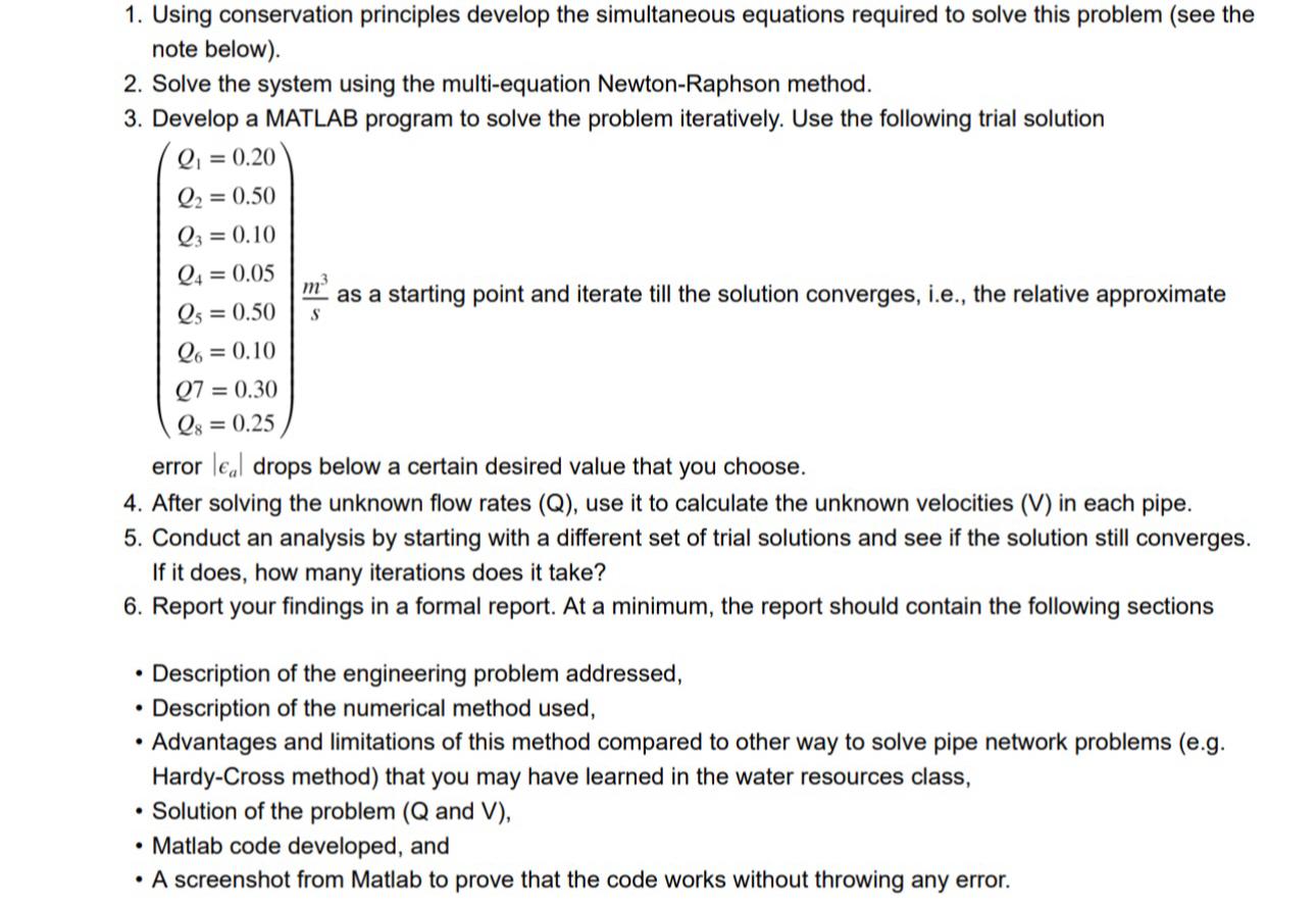 Pipe network project Consider a pipe network