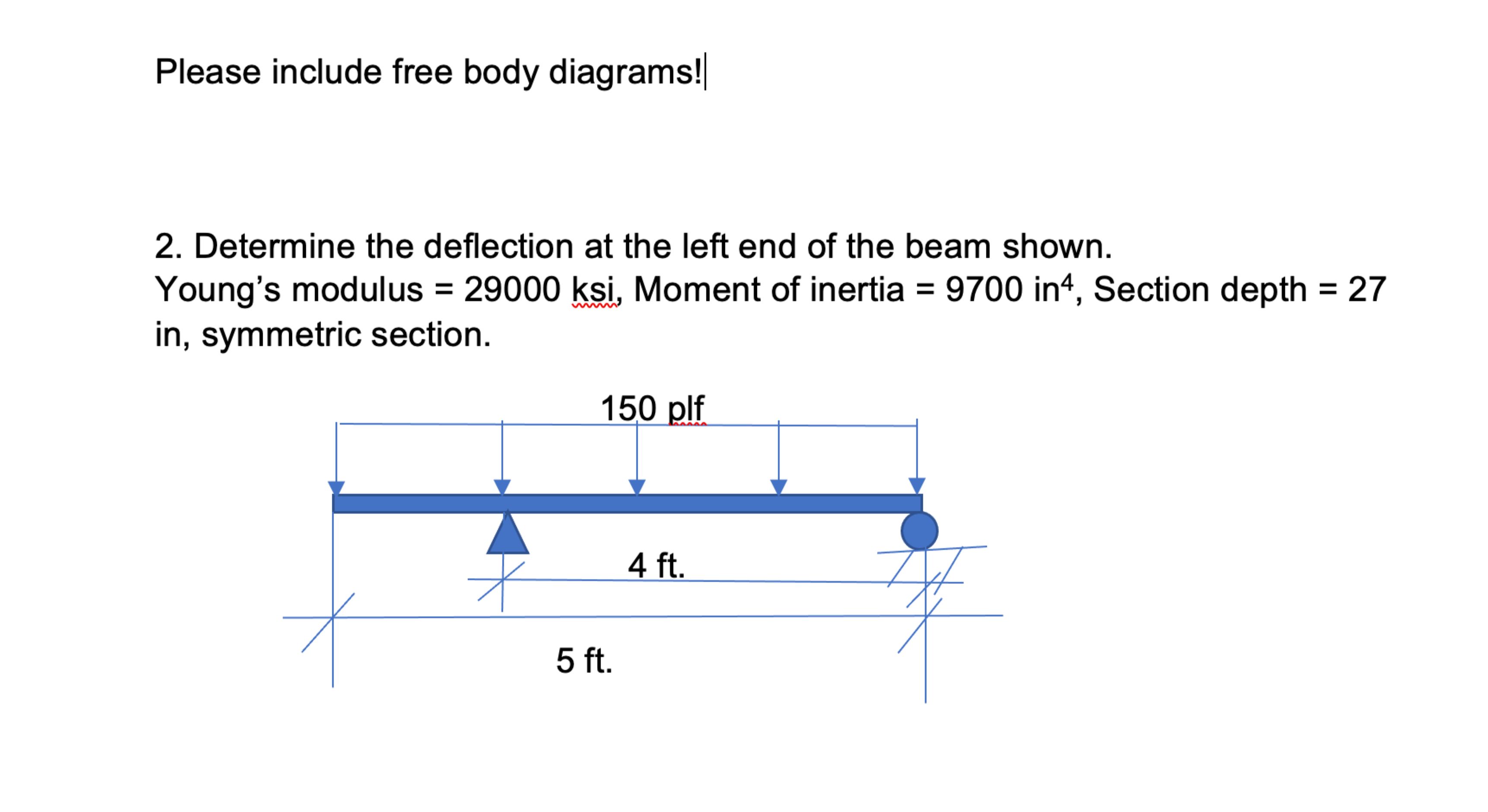Please include free body diagrams! Determine the