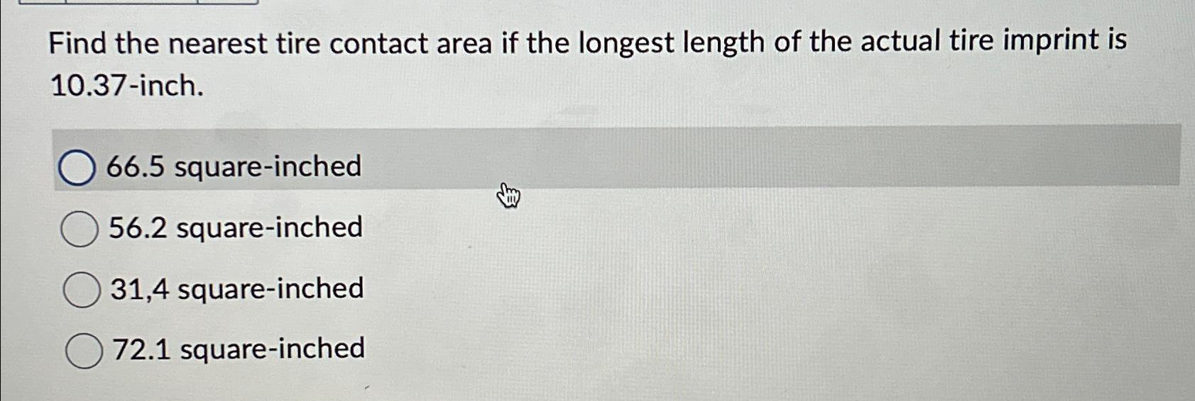 Find the nearest tire contact area if the longest