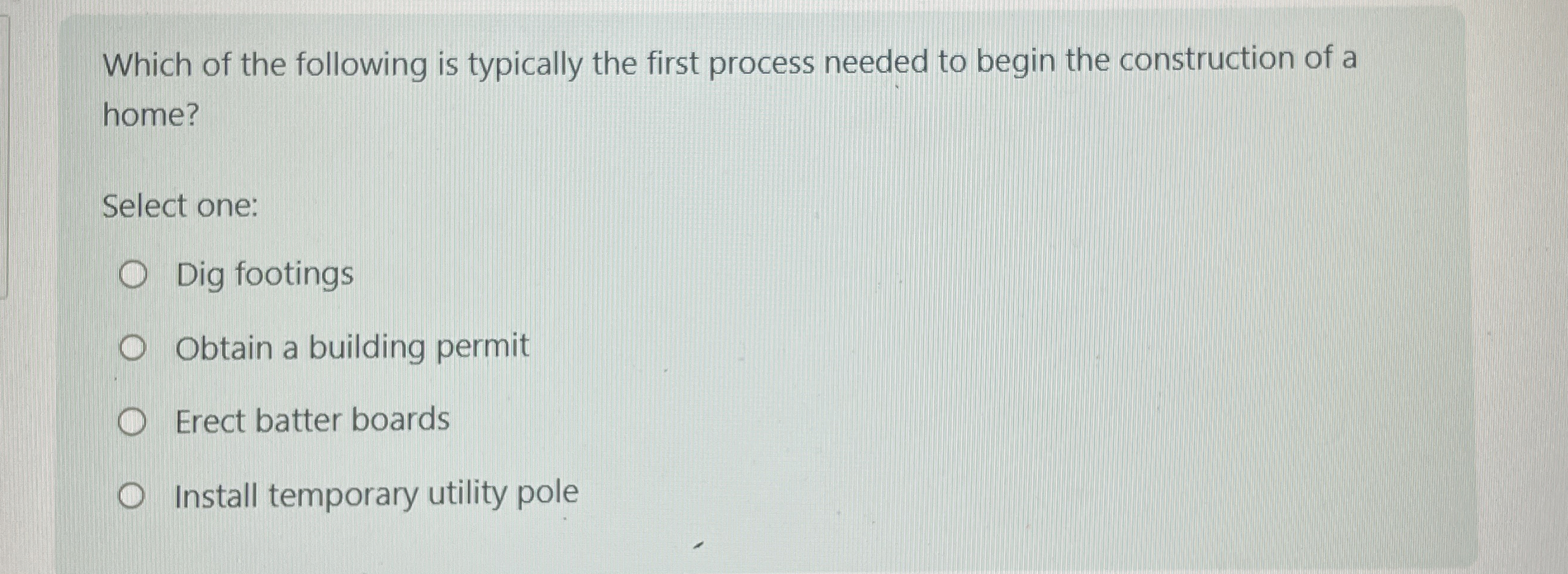 Which of the following is typically the first