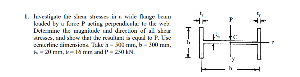 Investigate the shear stresses in a wide flange