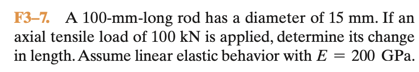 F 3 - 7 . A 1 0 0 - mm - long rod has a diameter