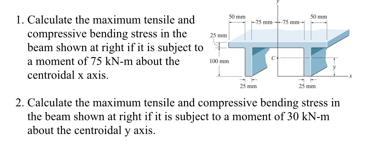 Calculate the maximum tensile and compressive